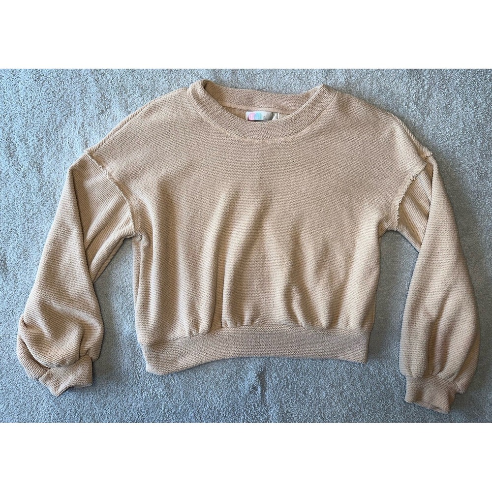 Woman's‎ Free People Beach Happy Pullover Sweatshirt Beige Size Large - Picture 3 of 14